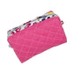 Hot Pink Rainbow Colored Leopard Print Accented Quilted Pattern Mini Zipper Box Pouch