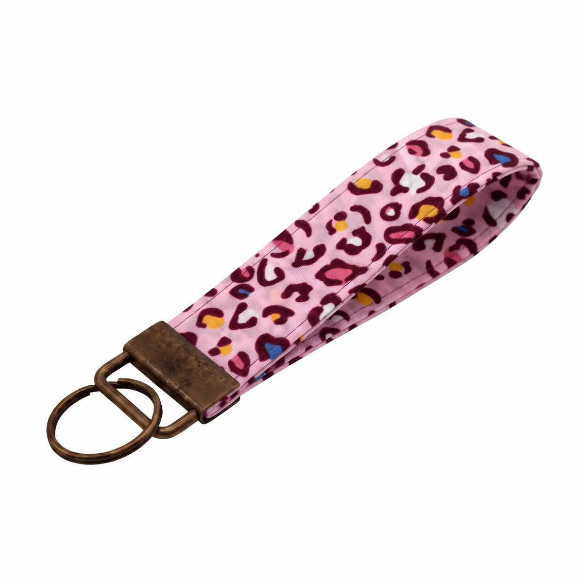 Pink Rainbow Leopard Keychain Wristlet