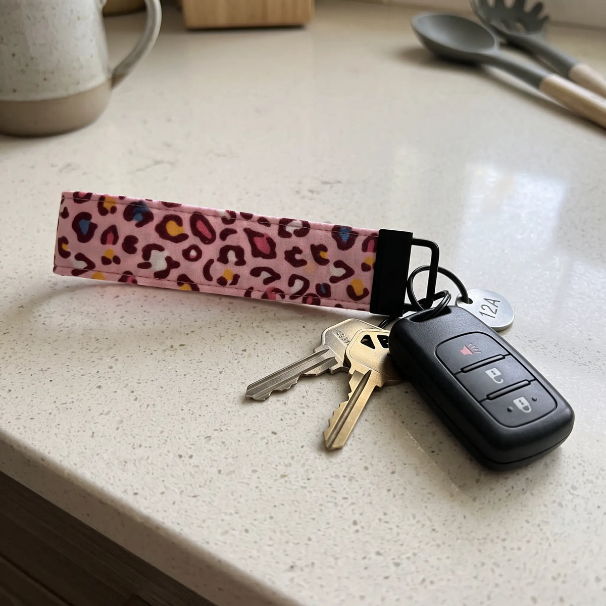 Pink Rainbow Leopard Keychain Wristlet