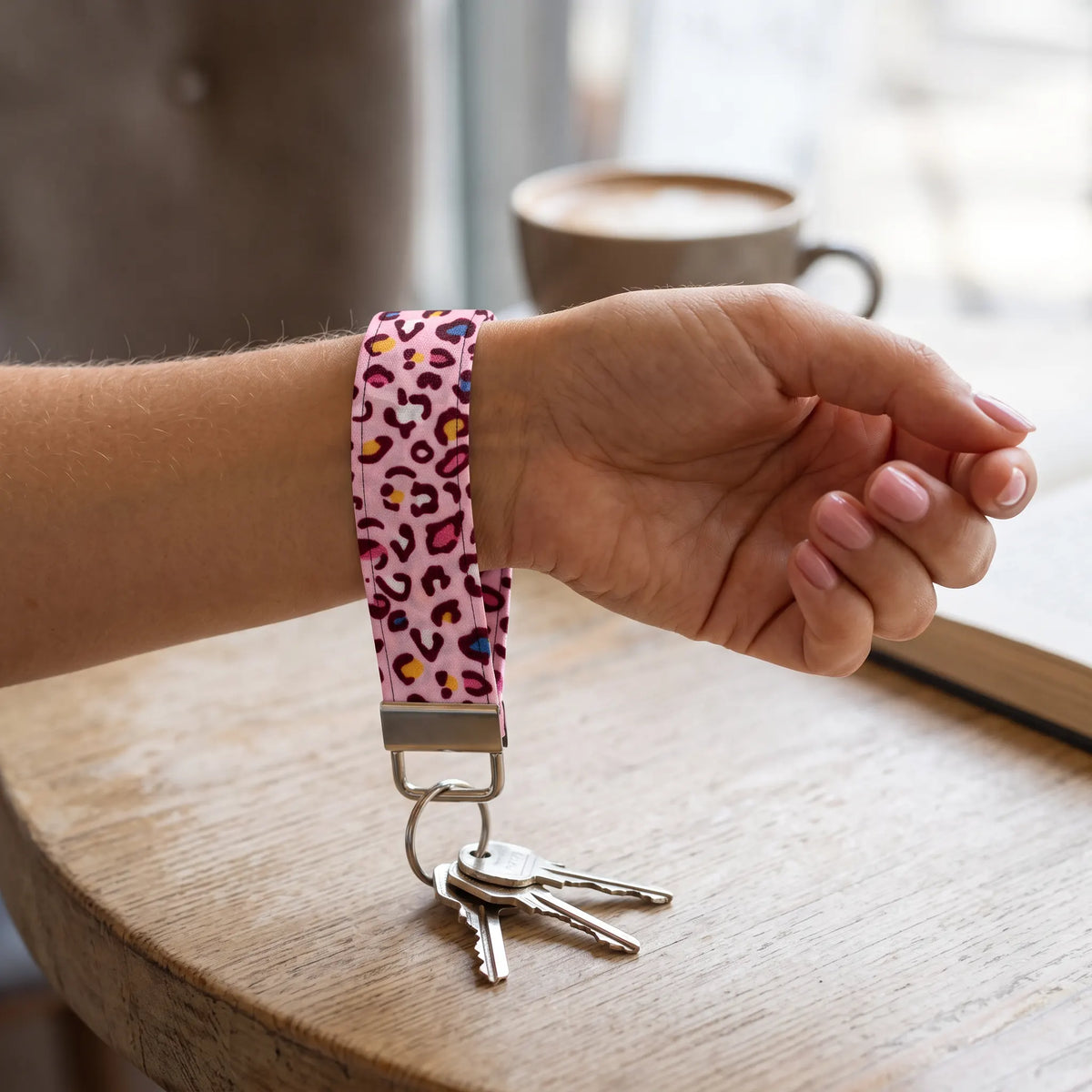 Pink Rainbow Leopard Keychain Wristlet