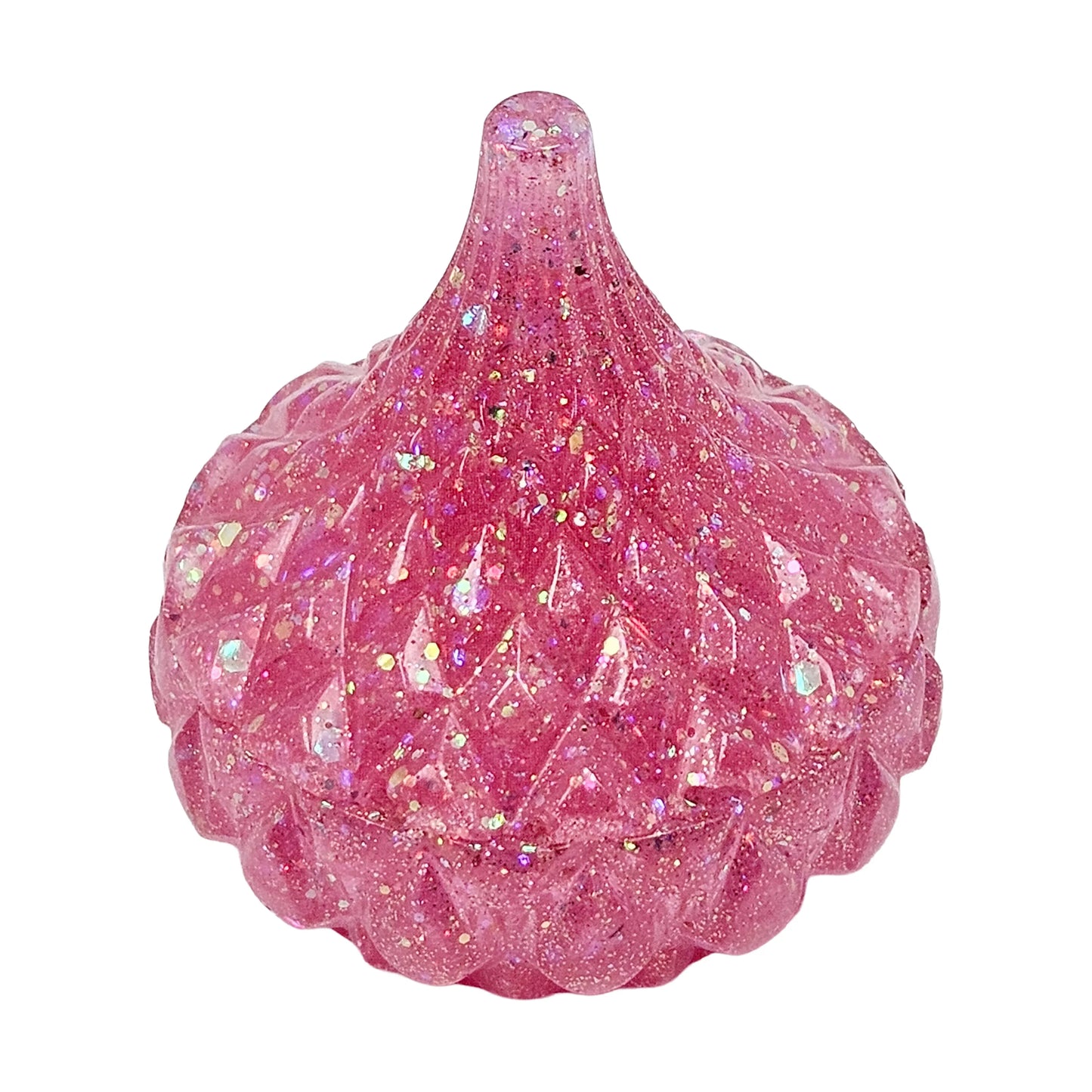 Pink Holographic Glitter Faceted Teardrop Resin Jewelry Jar