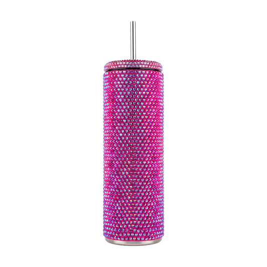 Pink Siam Aurora Borealis Rhinestone 20oz Skinny Tumbler
