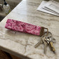 Pink Rose Silver Foil Accent Keychain Wristlet