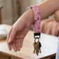 Pink Rose Silver Foil Accent Keychain Wristlet