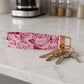 Pink Rose Silver Foil Accent Keychain Wristlet