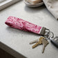 Pink Rose Silver Foil Accent Keychain Wristlet