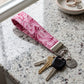 Pink Rose Silver Foil Accent Keychain Wristlet