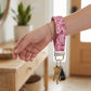 Pink Rose Silver Foil Accent Keychain Wristlet