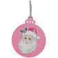 Pink Santa Portrait Handpainted Wooden Christmas Ornament