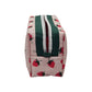 Pink Strawberry Pattern Handmade Mini Quilted Zipper Box Pouch