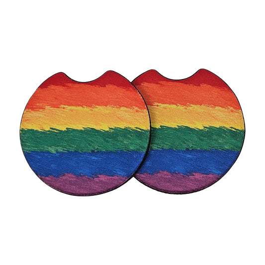 Pride Rainbow Flag 2-Pack Neoprene Car Coaster Set