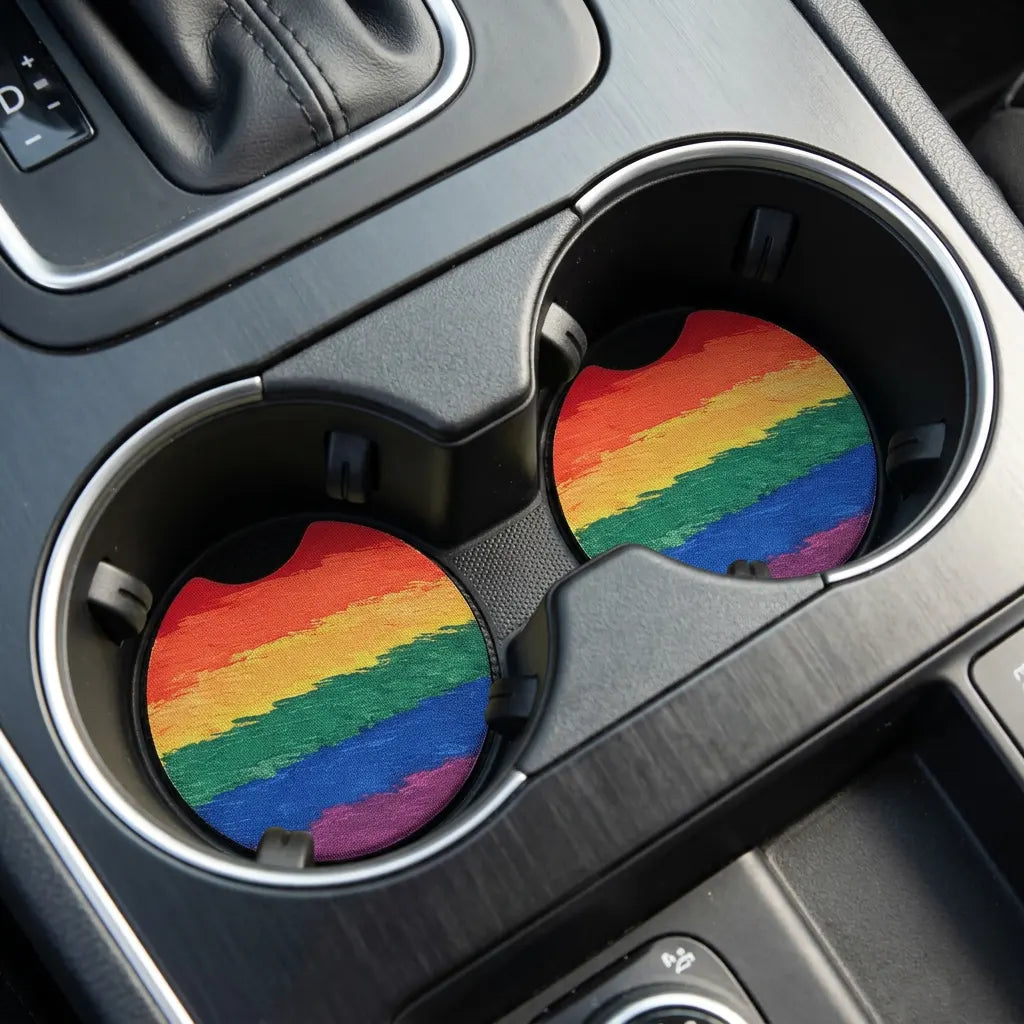 Pride Rainbow Flag 2-Pack Neoprene Car Coaster Set