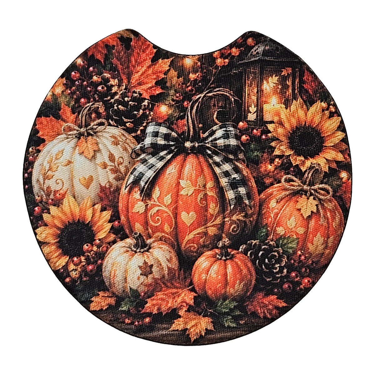 Fall Harvest Pumpkin 2-Pack Neoprene Car Coaster Set