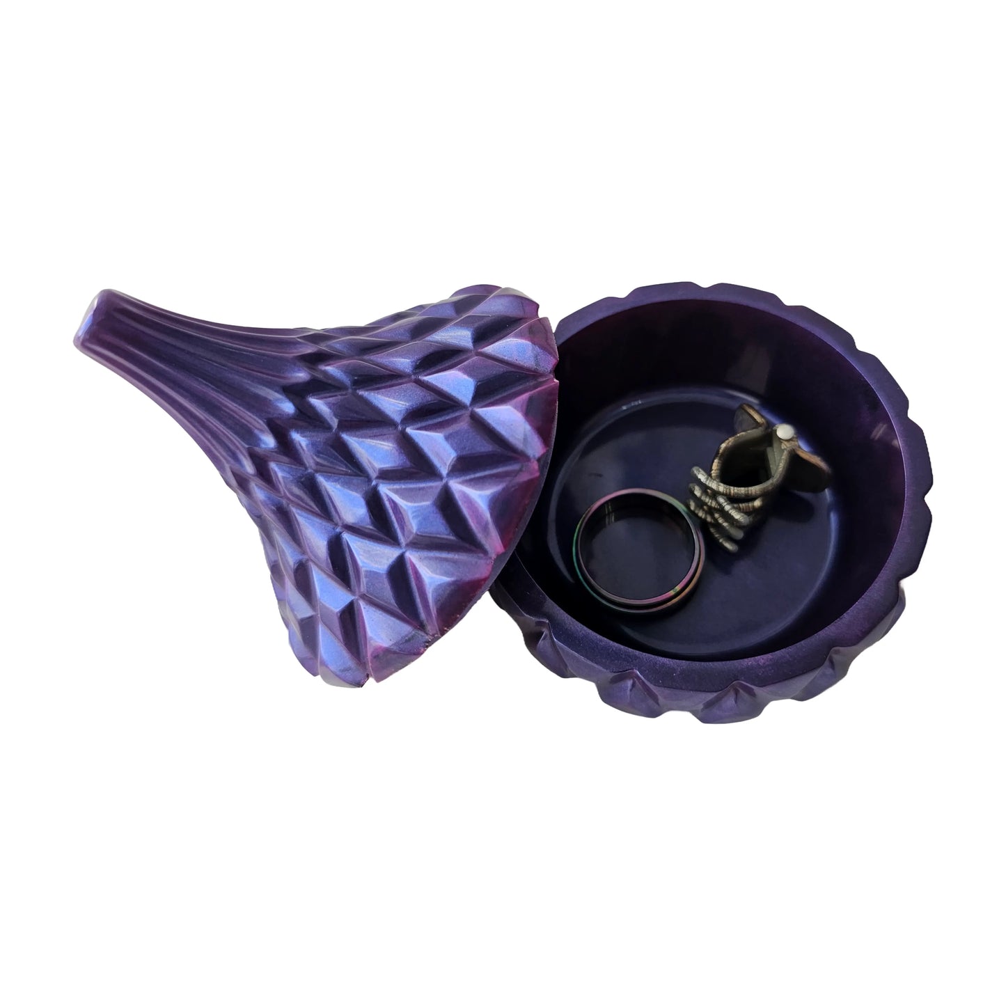 Epoxy Resin Purple and Black Color-shift Mica Powder Teardrop Diamond Pattern Jewelry Jar