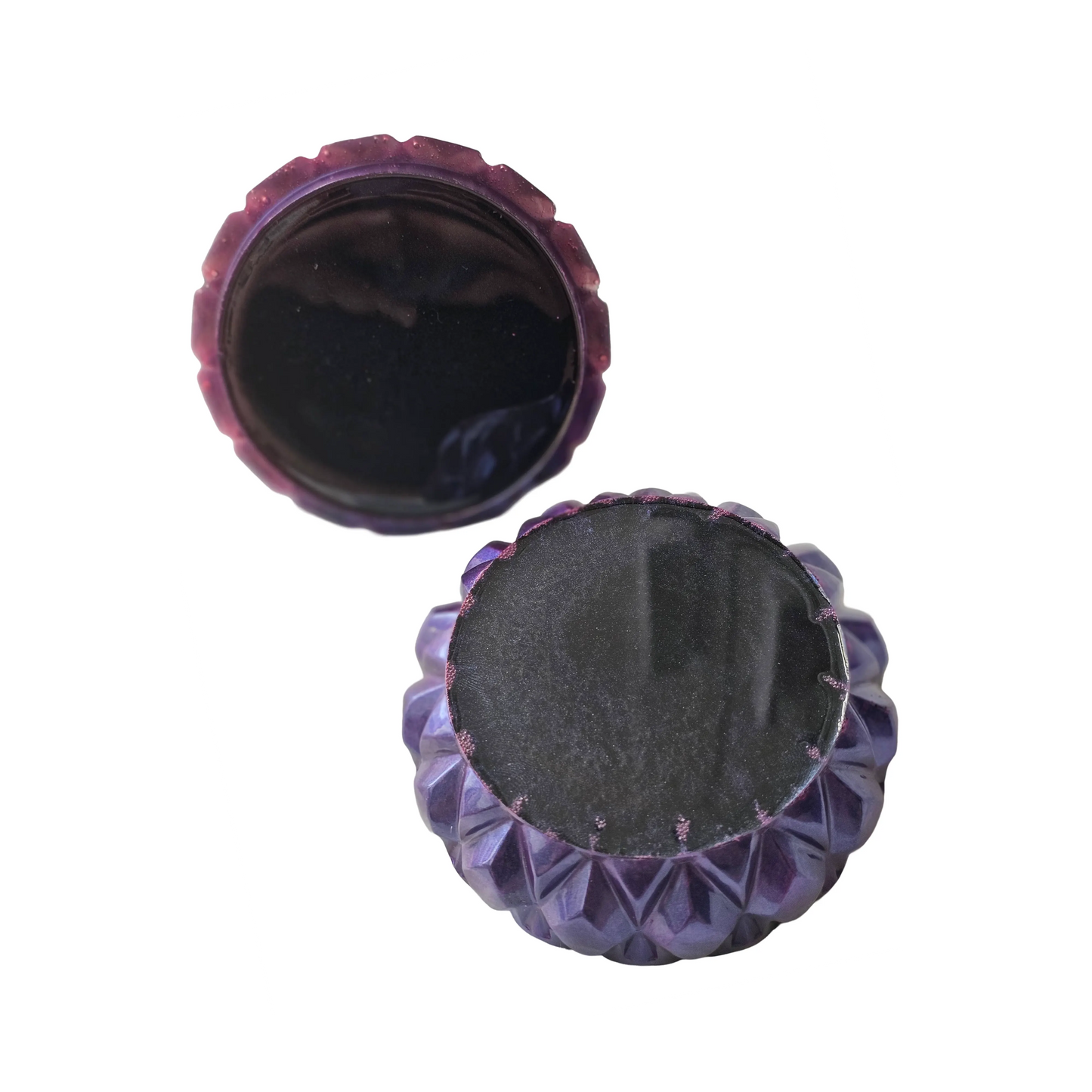 Epoxy Resin Purple and Black Color-shift Mica Powder Teardrop Diamond Pattern Jewelry Jar