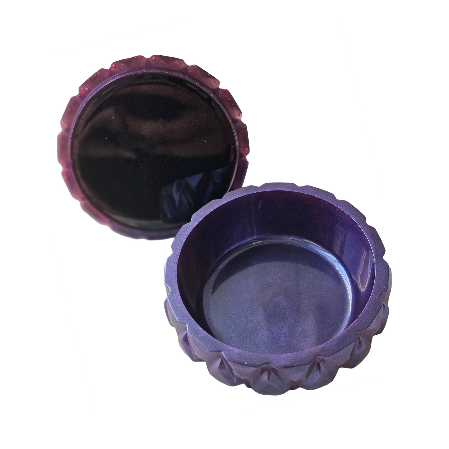 Epoxy Resin Purple and Black Color-shift Mica Powder Teardrop Diamond Pattern Jewelry Jar