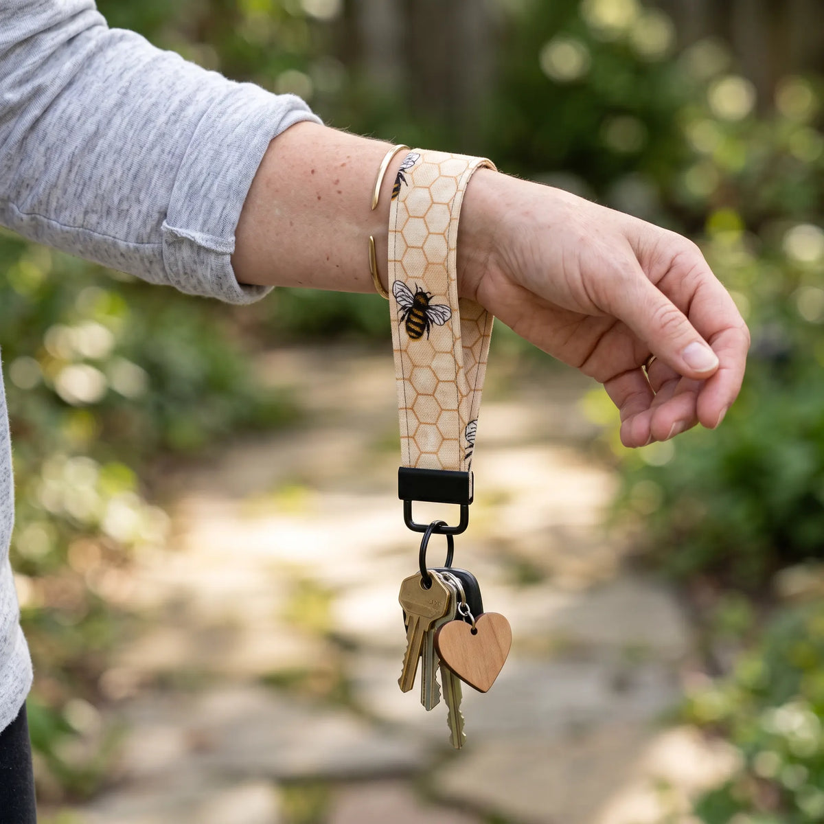 Honey Bee Keychain Wristlet