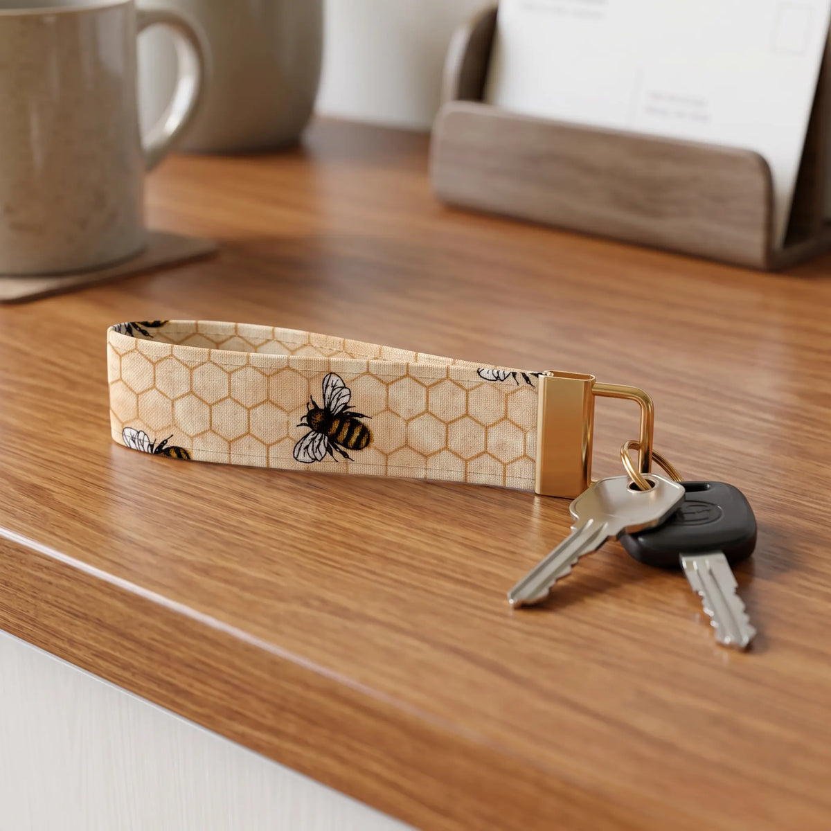 Honey Bee Keychain Wristlet