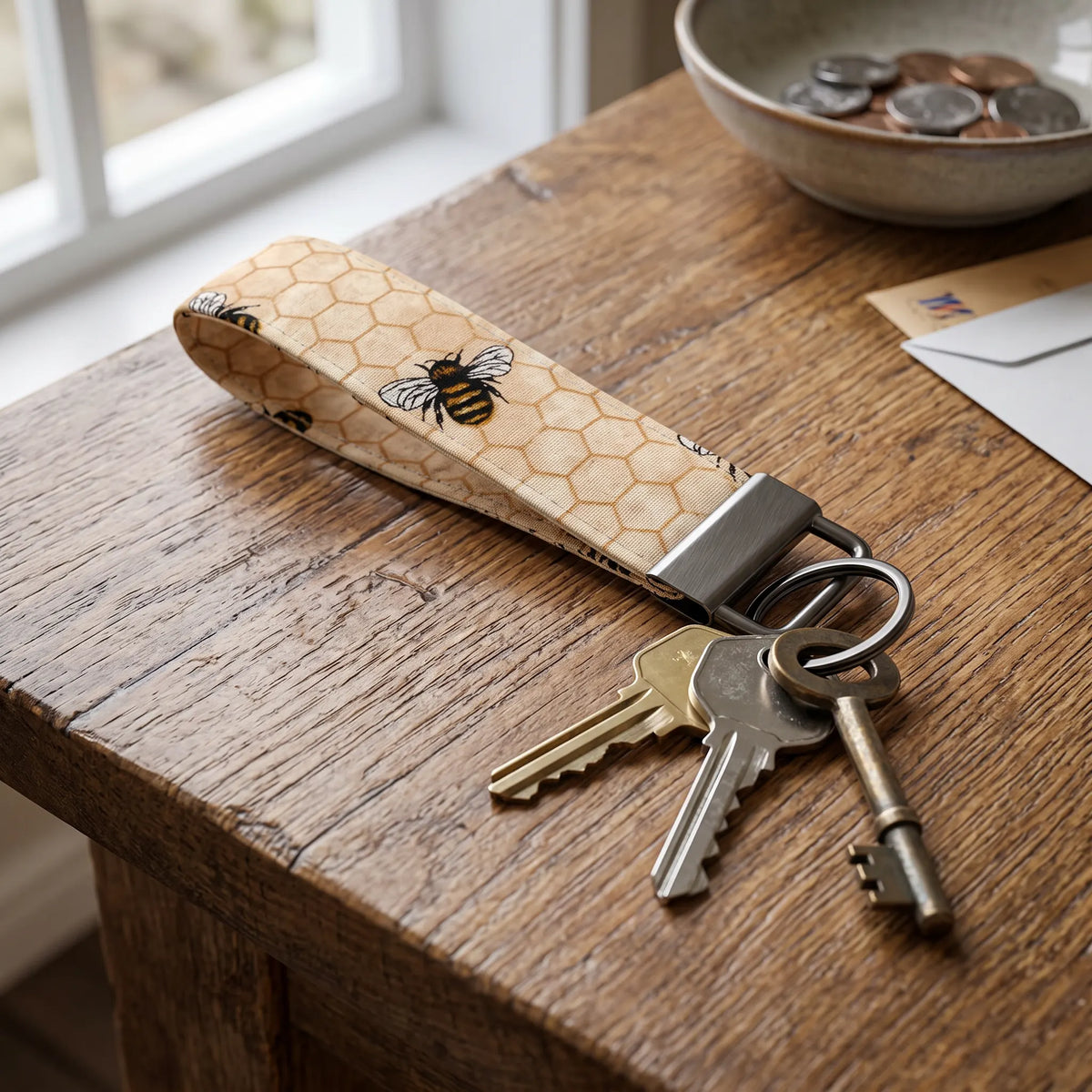 Honey Bee Keychain Wristlet