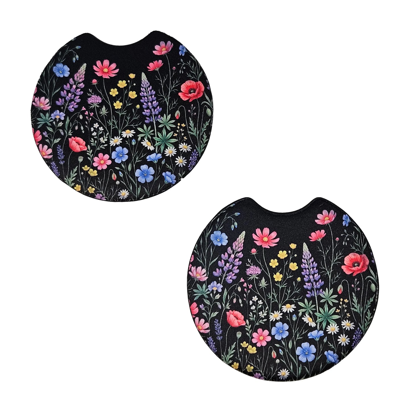 Rainbow Wildflower Meadow 2 Pack Neoprene Car Coaster Set