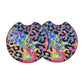 Rainbow Leopard Print 2 Pack Neoprene Car Coaster Set