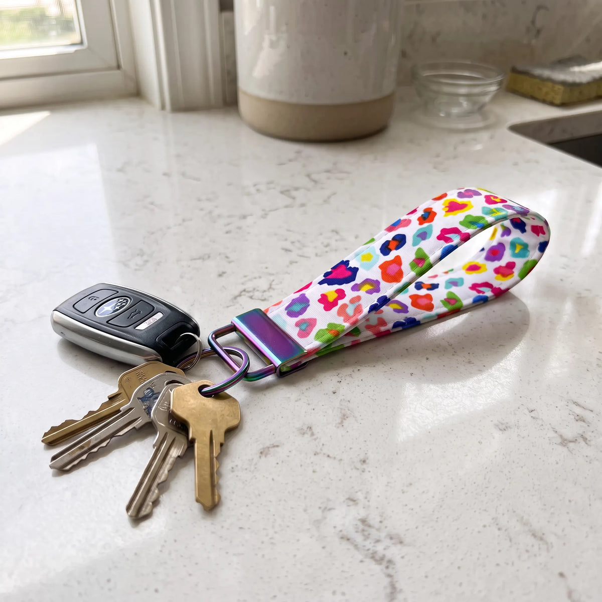Colorful Neon Rainbow Cheetah Print Wristlet