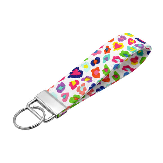 Colorful Neon Rainbow Cheetah Print Wristlet