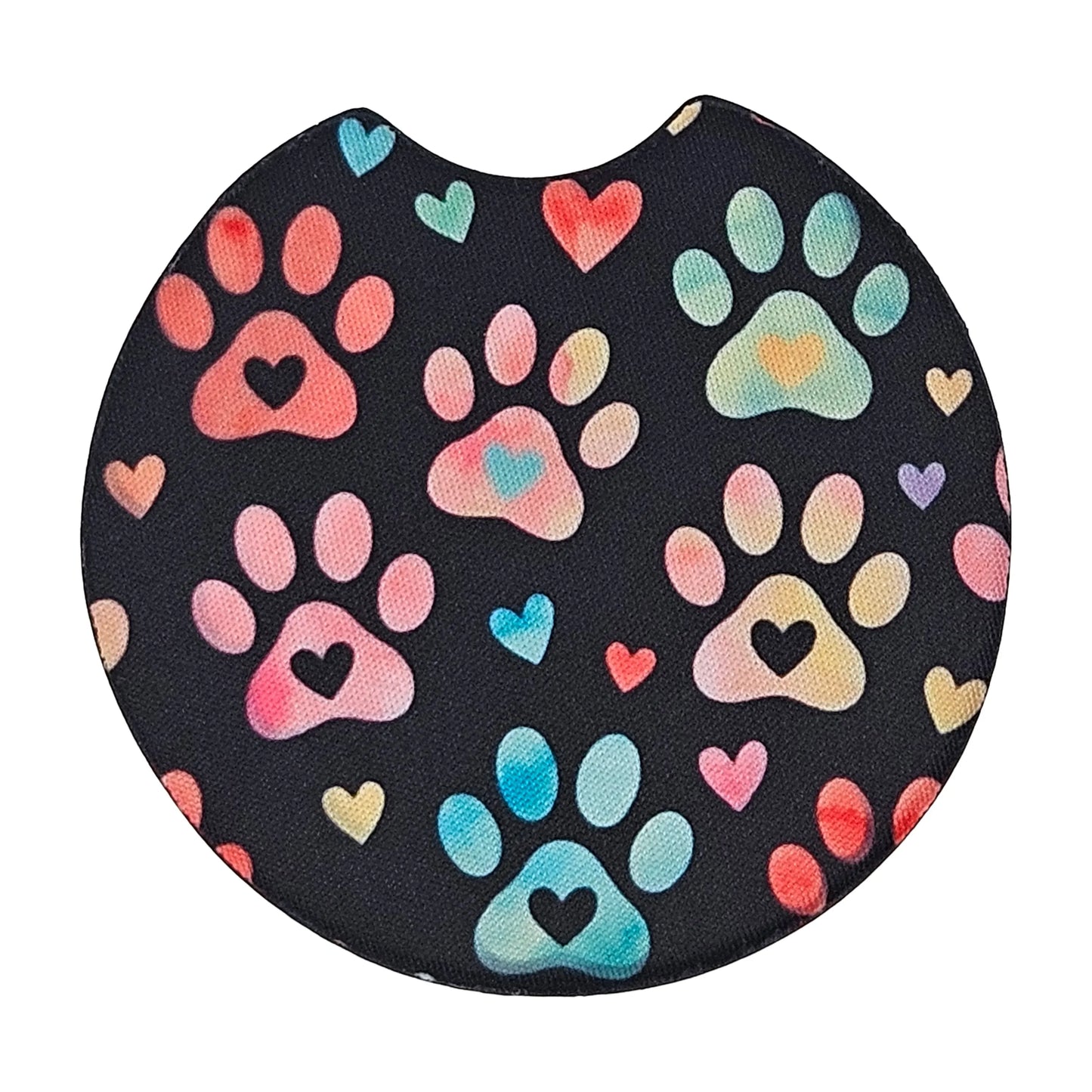 Watercolor Paw Prints 2 Pack Neoprene Car Coaster Set