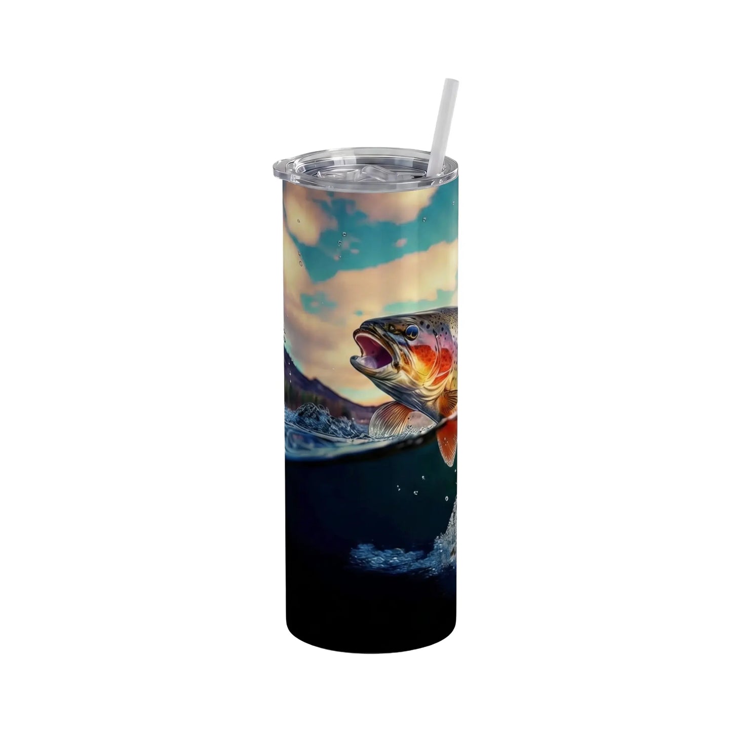 Rainbow Trout Fishing Scene 20oz Skinny Tumbler