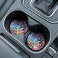 Rainbow Leopard Print 2 Pack Neoprene Car Coaster Set