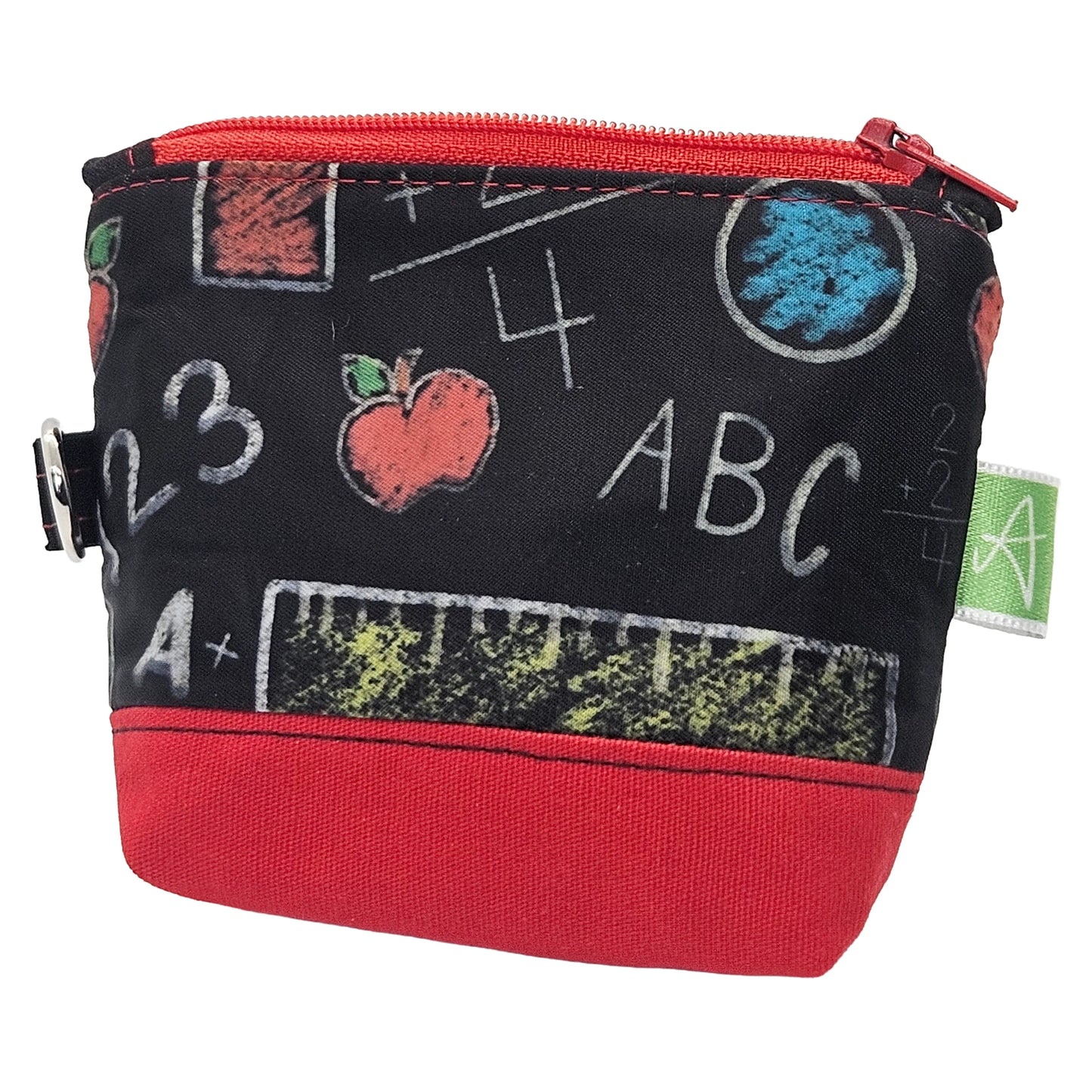 Teacher Blackboard Chalk Pattern Handmade Mini D-Ring Zipper Pouch