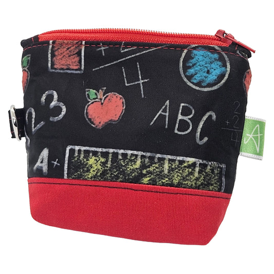 Teacher Blackboard Chalk Pattern Handmade Mini D-Ring Zipper Pouch