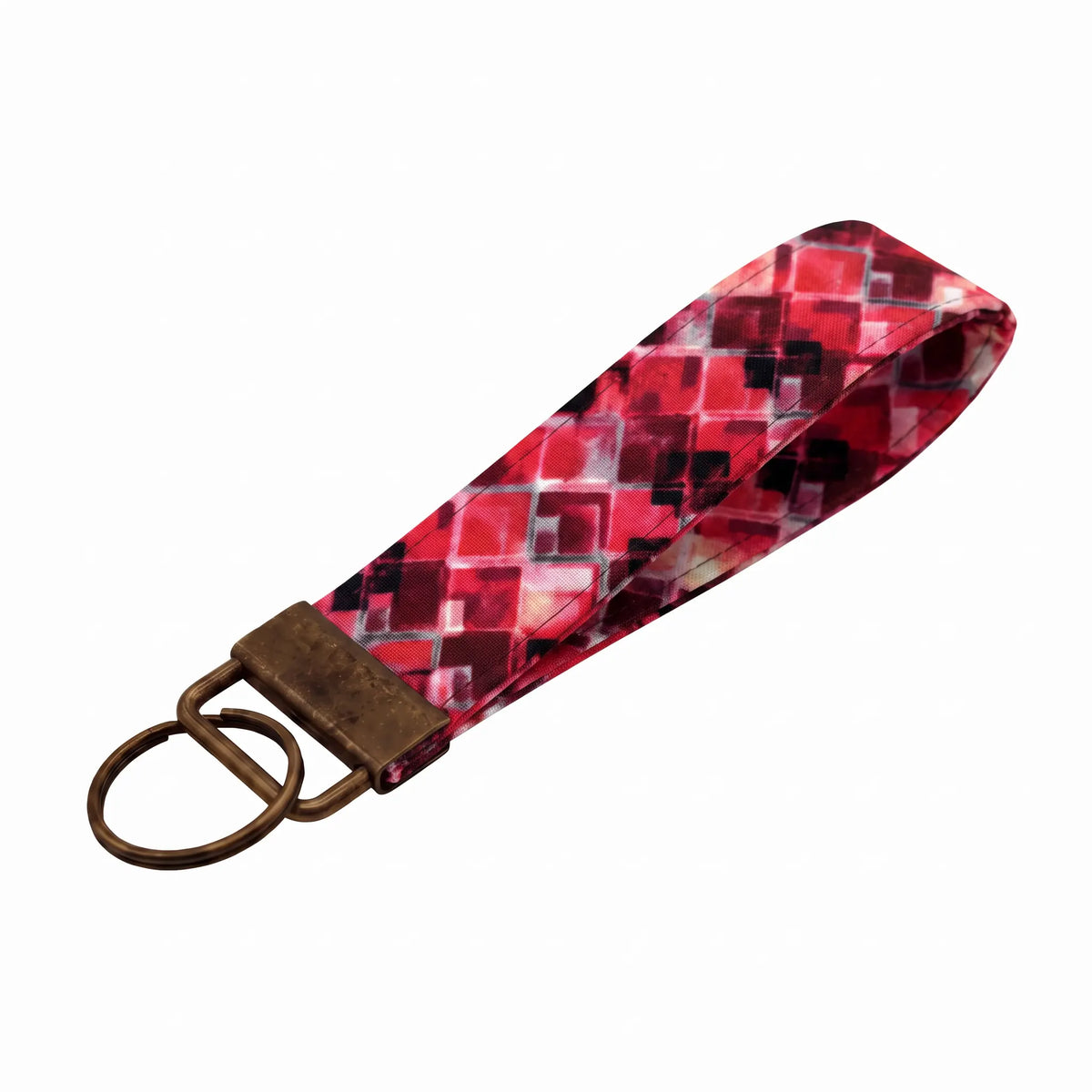Red Geometric Diamond Keychain Wristlet