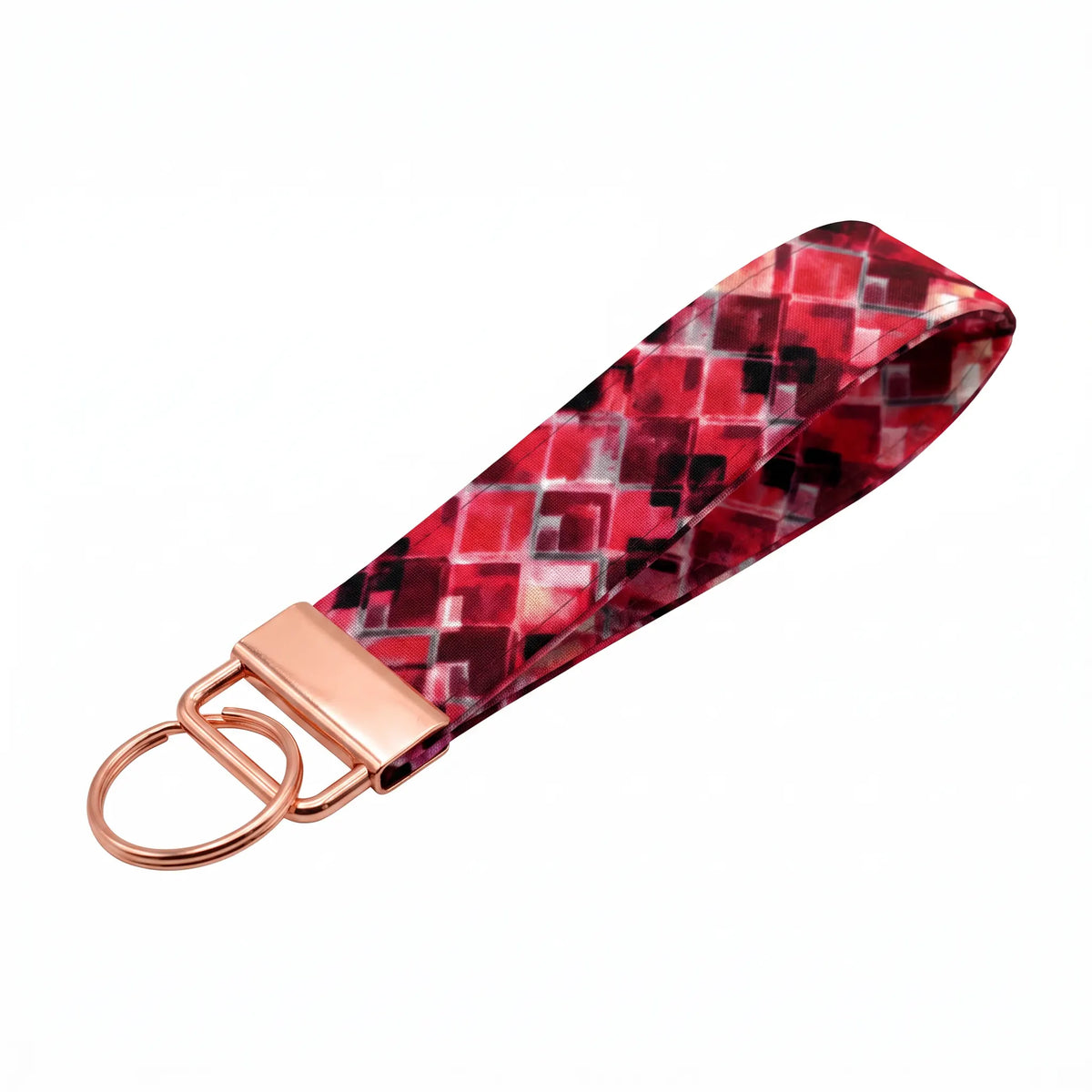 Red Geometric Diamond Keychain Wristlet