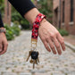 Red Geometric Diamond Keychain Wristlet