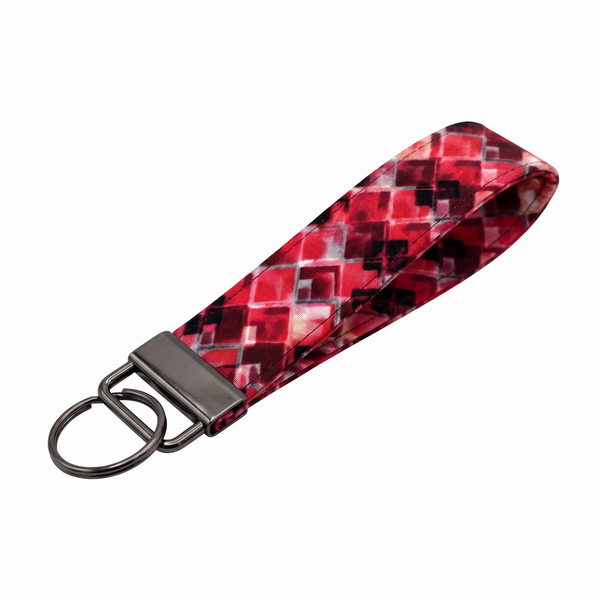 Red Geometric Diamond Keychain Wristlet