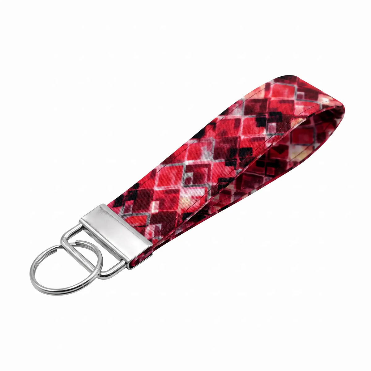 Red Geometric Diamond Keychain Wristlet