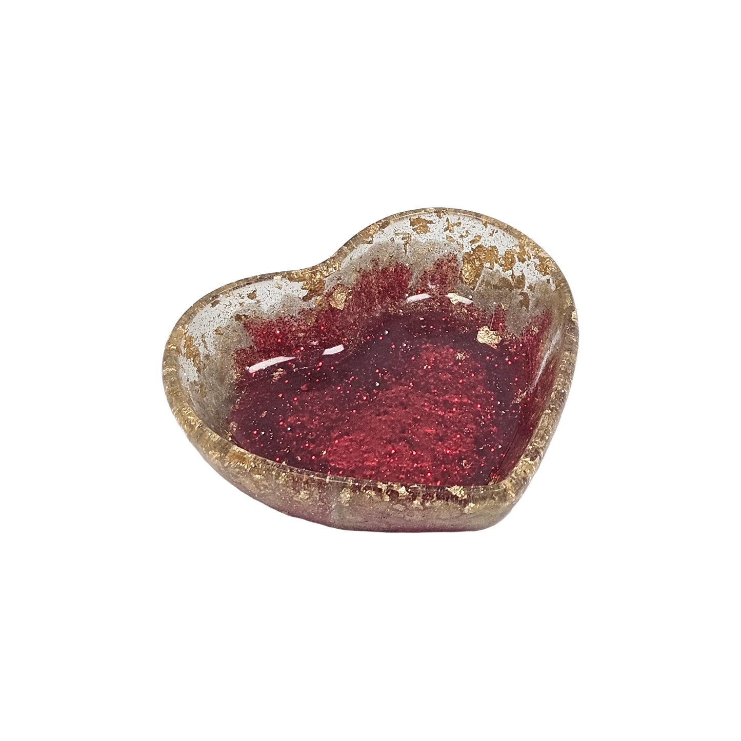 Red and Gold Glitter Resin Heart Tray 2-Piece Set