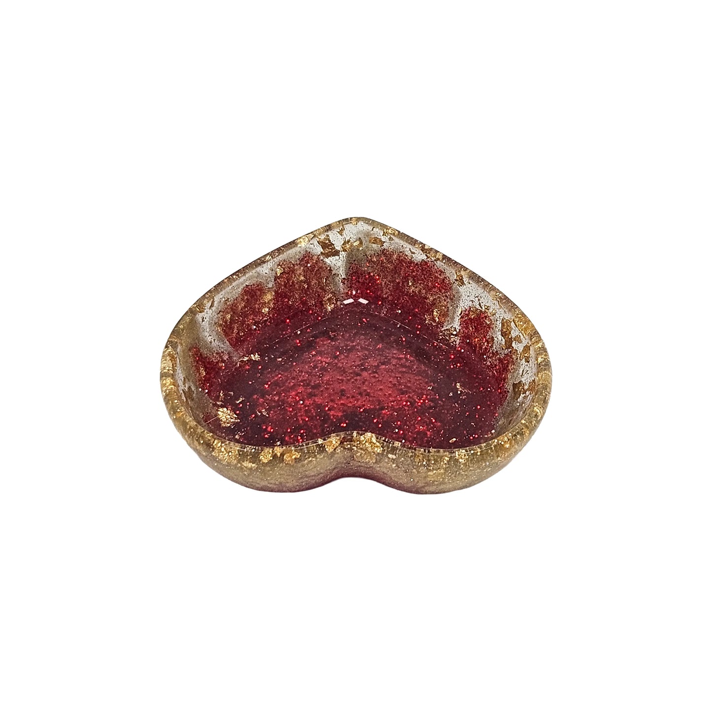 Red and Gold Glitter Resin Heart Tray 2-Piece Set