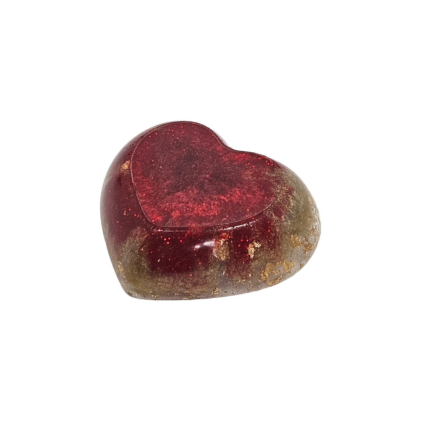 Red and Gold Glitter Resin Heart Tray 2-Piece Set