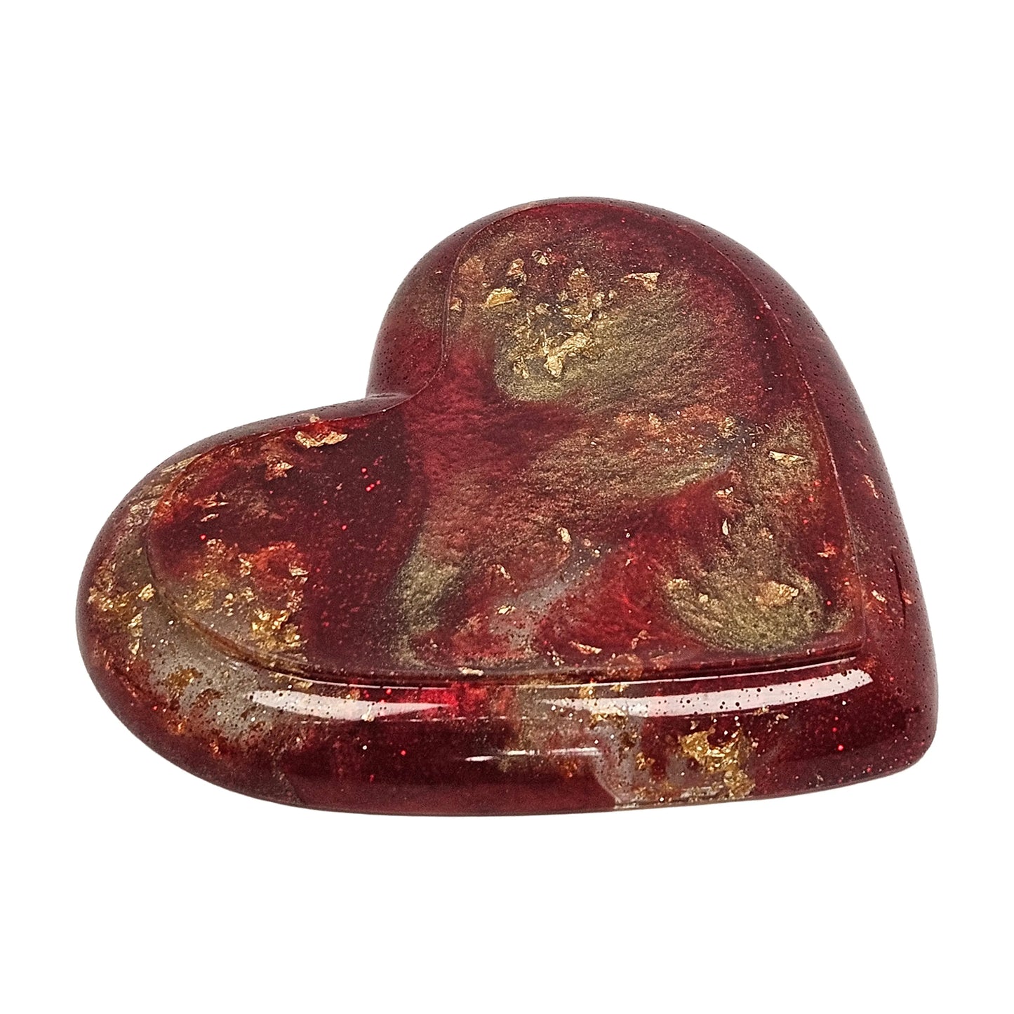 Red and Gold Glitter Resin Heart Tray 2-Piece Set