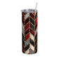 Red, Black & Gold Geometric Chevron 20oz Skinny Tumbler