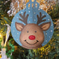 Two Piece Reindeer and Snowman Handpainted Wooden Christmas Ornament Set