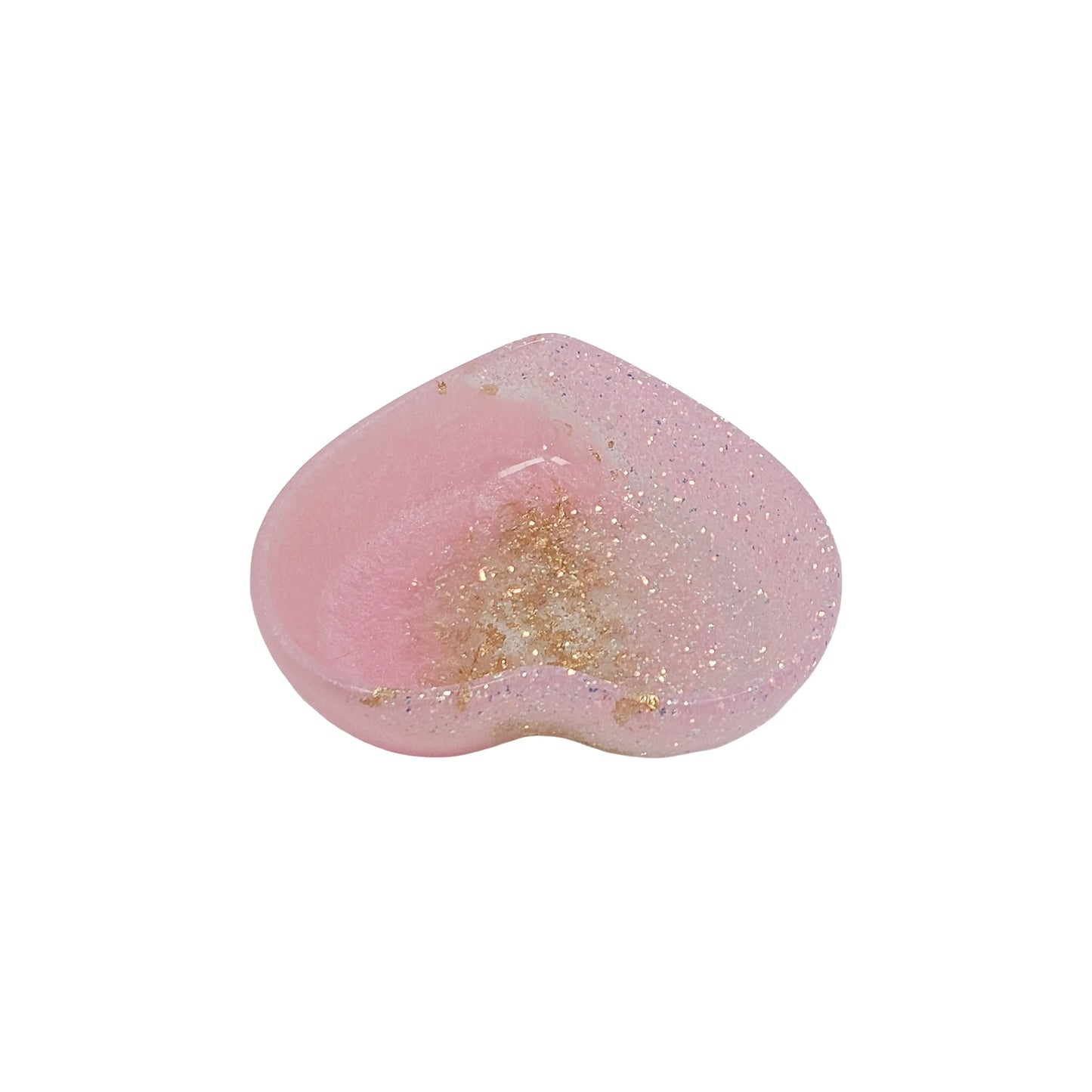 Rose Gold Pink Glitter & Gold Leaf Resin Mini Heart Tray