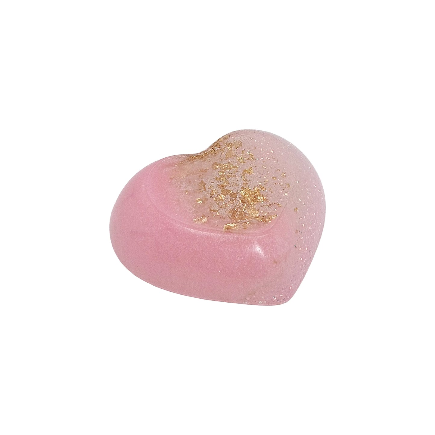 Rose Gold Pink Glitter & Gold Leaf Resin Mini Heart Tray