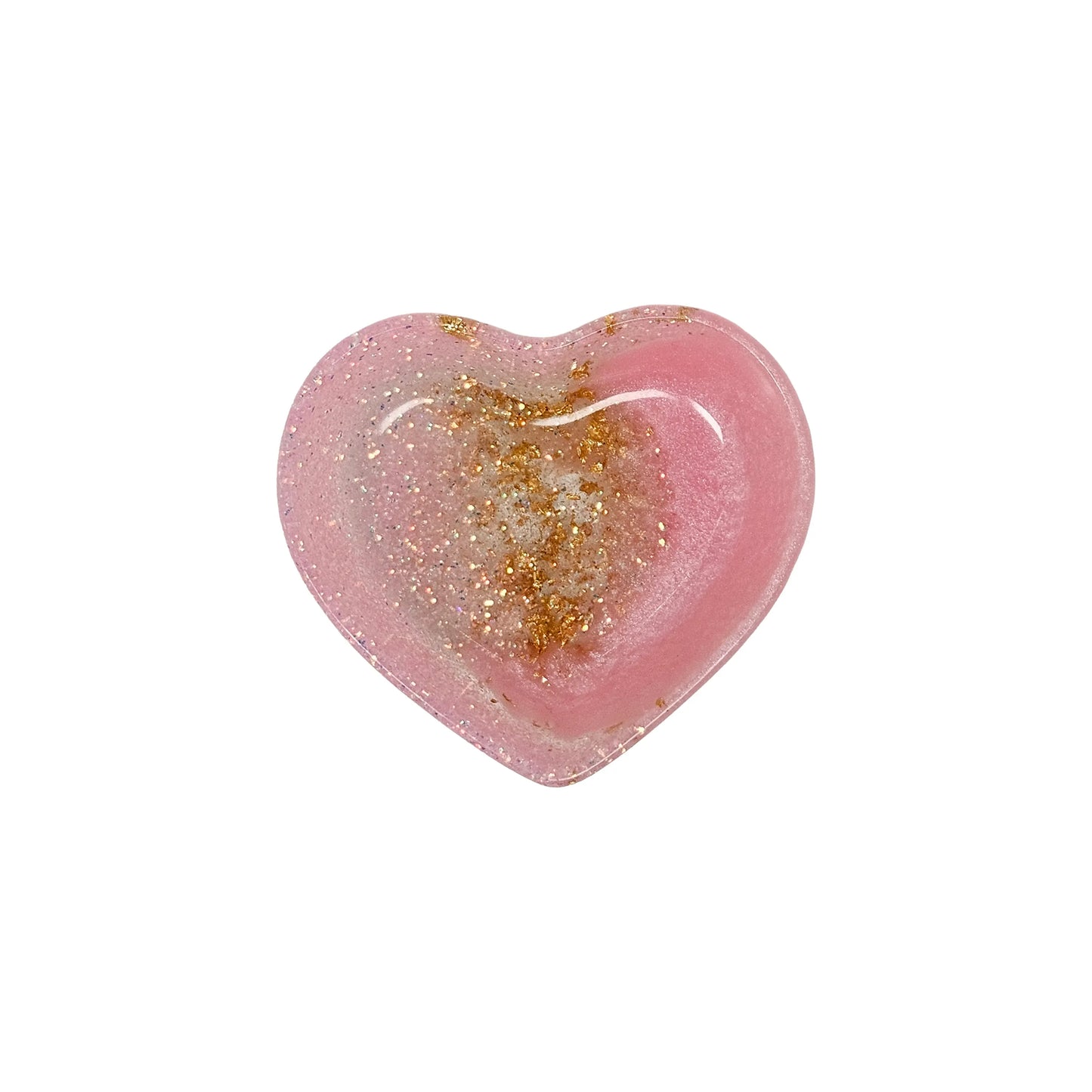 Rose Gold Pink Glitter & Gold Leaf Resin Mini Heart Tray