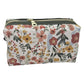 Burnt Red Floral Sage Green Accented Quilted Pattern Mini Zipper Box Pouch