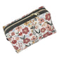 Burnt Red Floral Sage Green Accented Quilted Pattern Mini Zipper Box Pouch