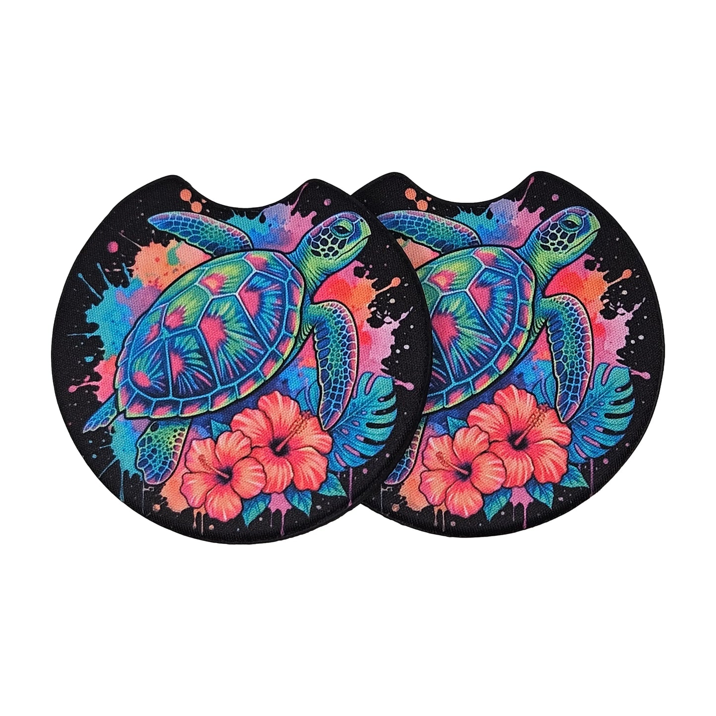 Sea Turtle Neoprene 2 Pack Car Coaster Set