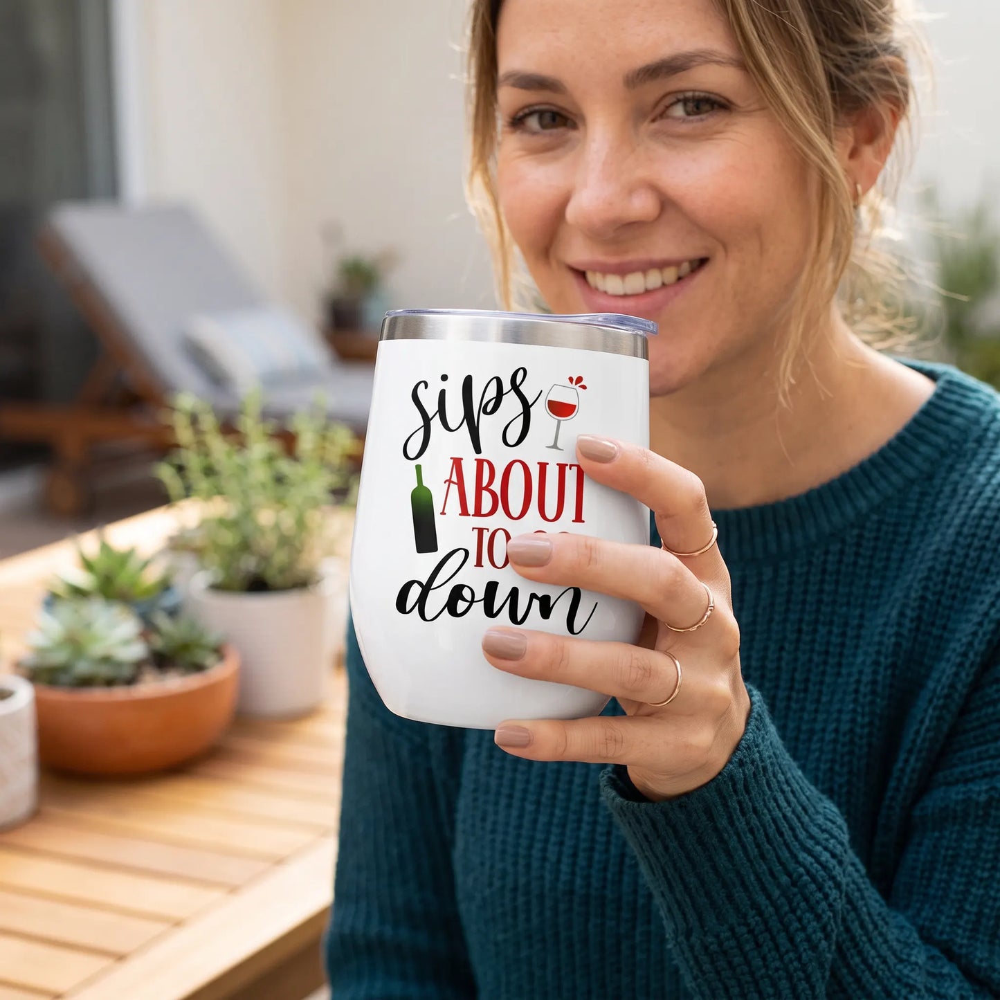 Sips About To Go Down 12oz Insulated Wine Tumbler